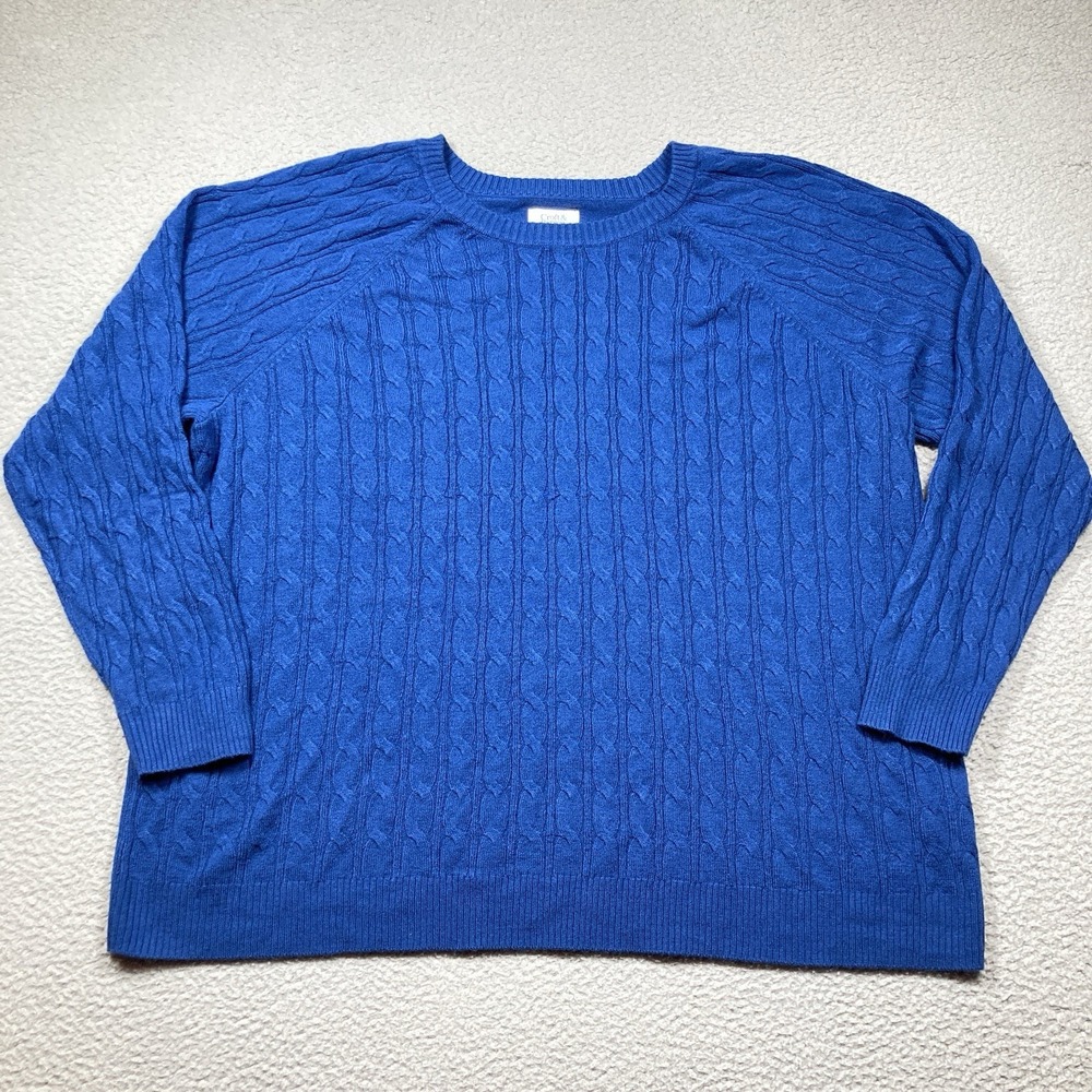 Croft & Barrow Cable Sweater Women's Plus 2X Blue Fisherman Pullover Lightweight